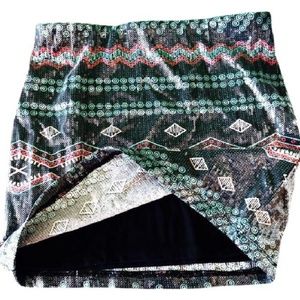 Chelsea & Violet Aztec/Tribal Sequin Skirt